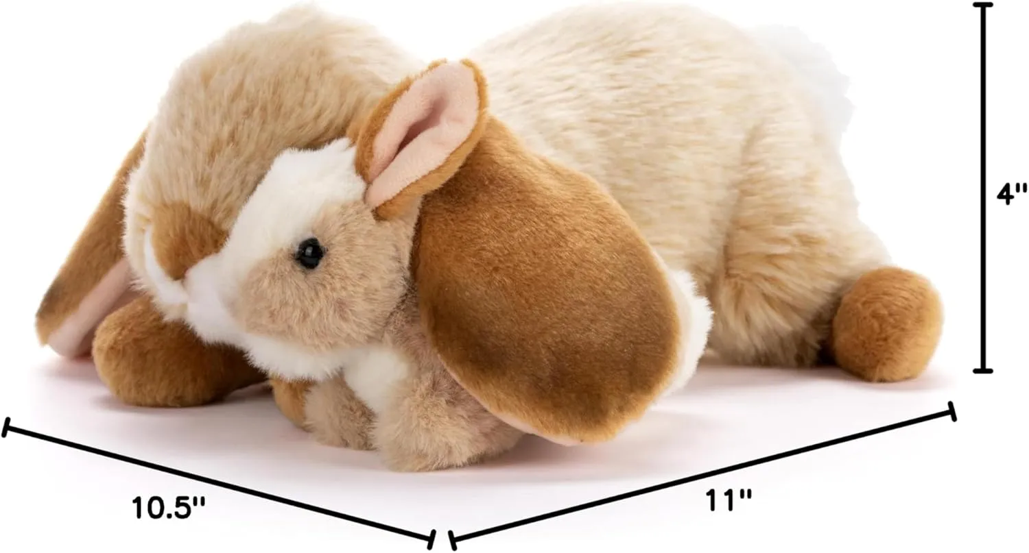 DEMDACO Animalcraft 11 x 10.5 Inch, Polyester, Cuddly, Soft Plush, Toy, Stuffed Animal, Brown and White, Bunny Rabbit Mother & Baby