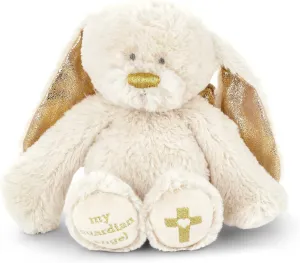 DEMDACO Guardian Angel Bunny 7 Inch Cream and Gold Tone Polyester Plush Stuffed Animal