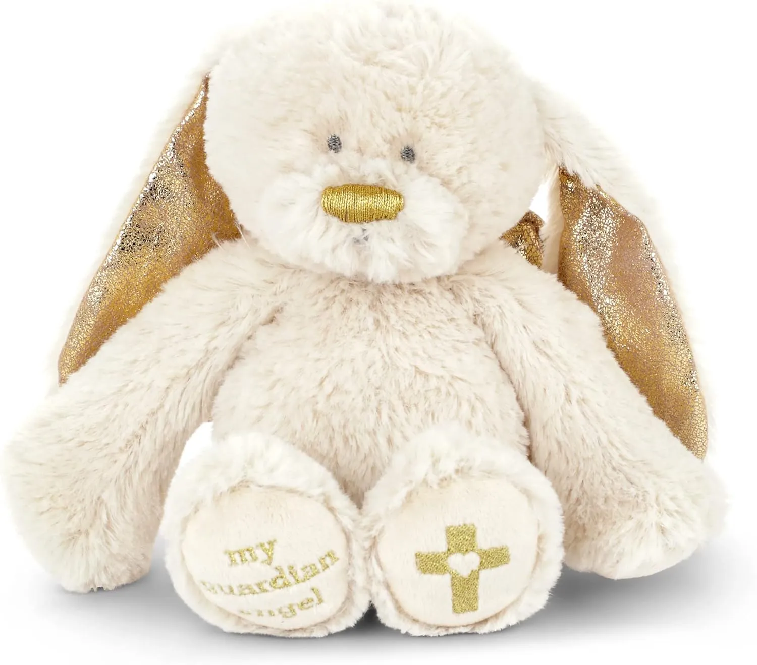 DEMDACO Guardian Angel Bunny 7 Inch Cream and Gold Tone Polyester Plush Stuffed Animal