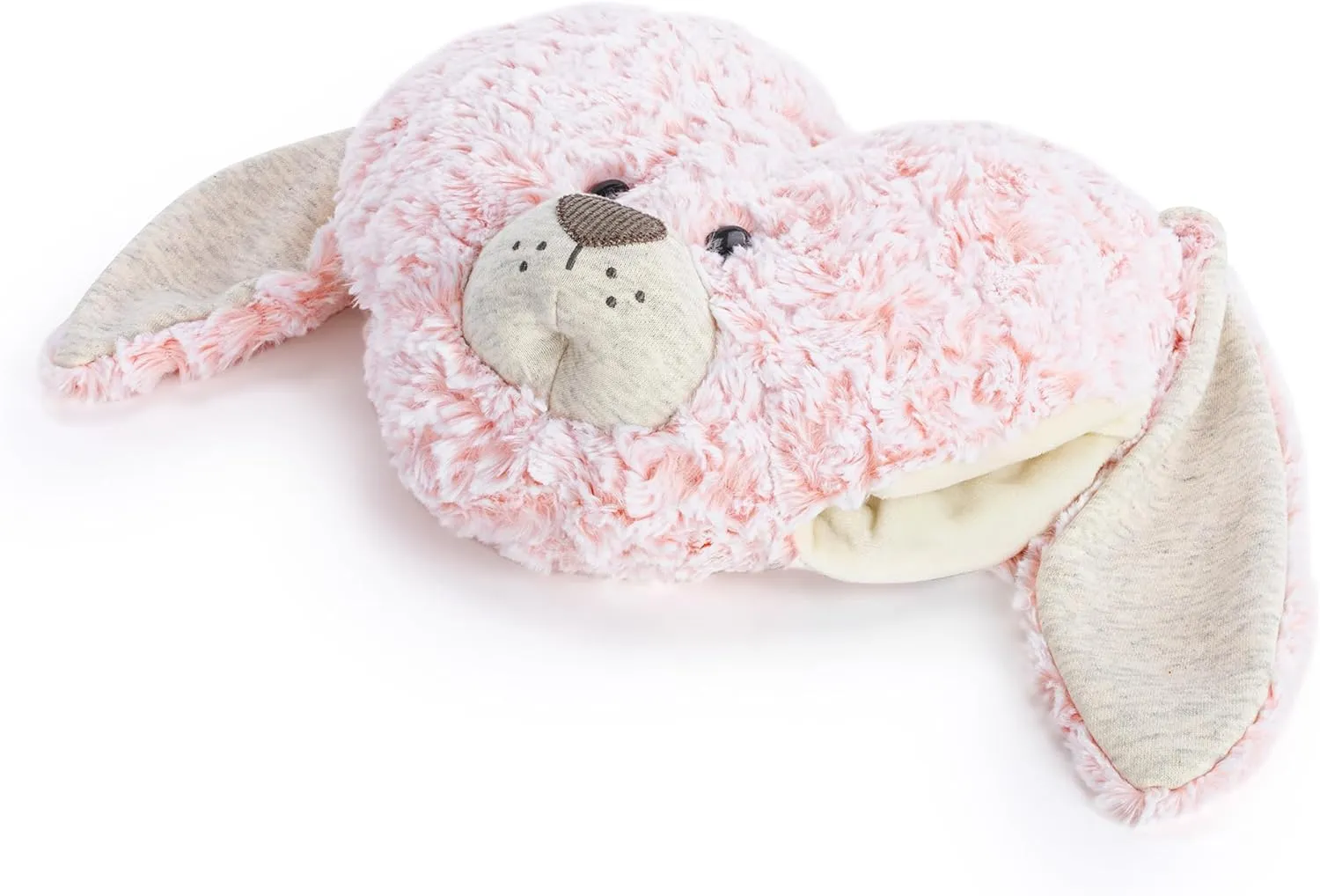 DEMDACO Heartful Hugs 10 x 8 Inch Soft Fluffy Polyester Soothing Weighted Huggable Plush Animal, Pink, Bunny