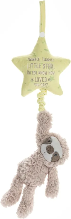 DEMDACO Musical Pull Toy 22 x 6 Inch Polyester, Soft Cuddly, Plush Stuffed Animal, Plays Twinkle, Twinkle, Little Star, Brown and Green, Sloth