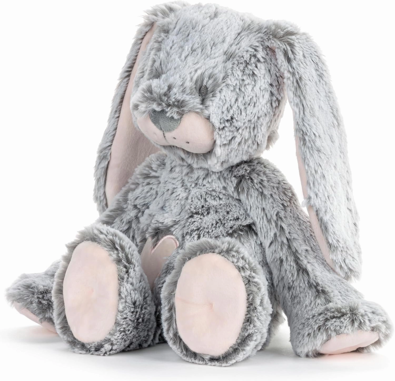 DEMDACO Luxurious Baby 9.5 x 8.5 Inch Polyester, Ultra Soft Plush, Cuddly, Toy, Stuffed Animal, Pink and Grey, Bunny Rabbit