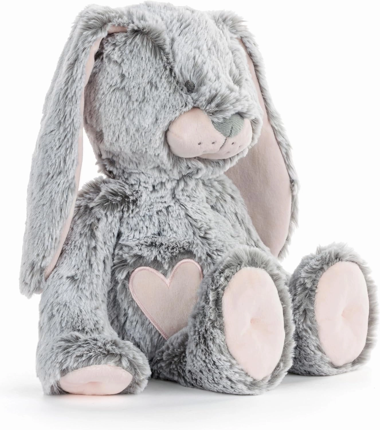 DEMDACO Luxurious Baby 9.5 x 8.5 Inch Polyester, Ultra Soft Plush, Cuddly, Toy, Stuffed Animal, Pink and Grey, Bunny Rabbit