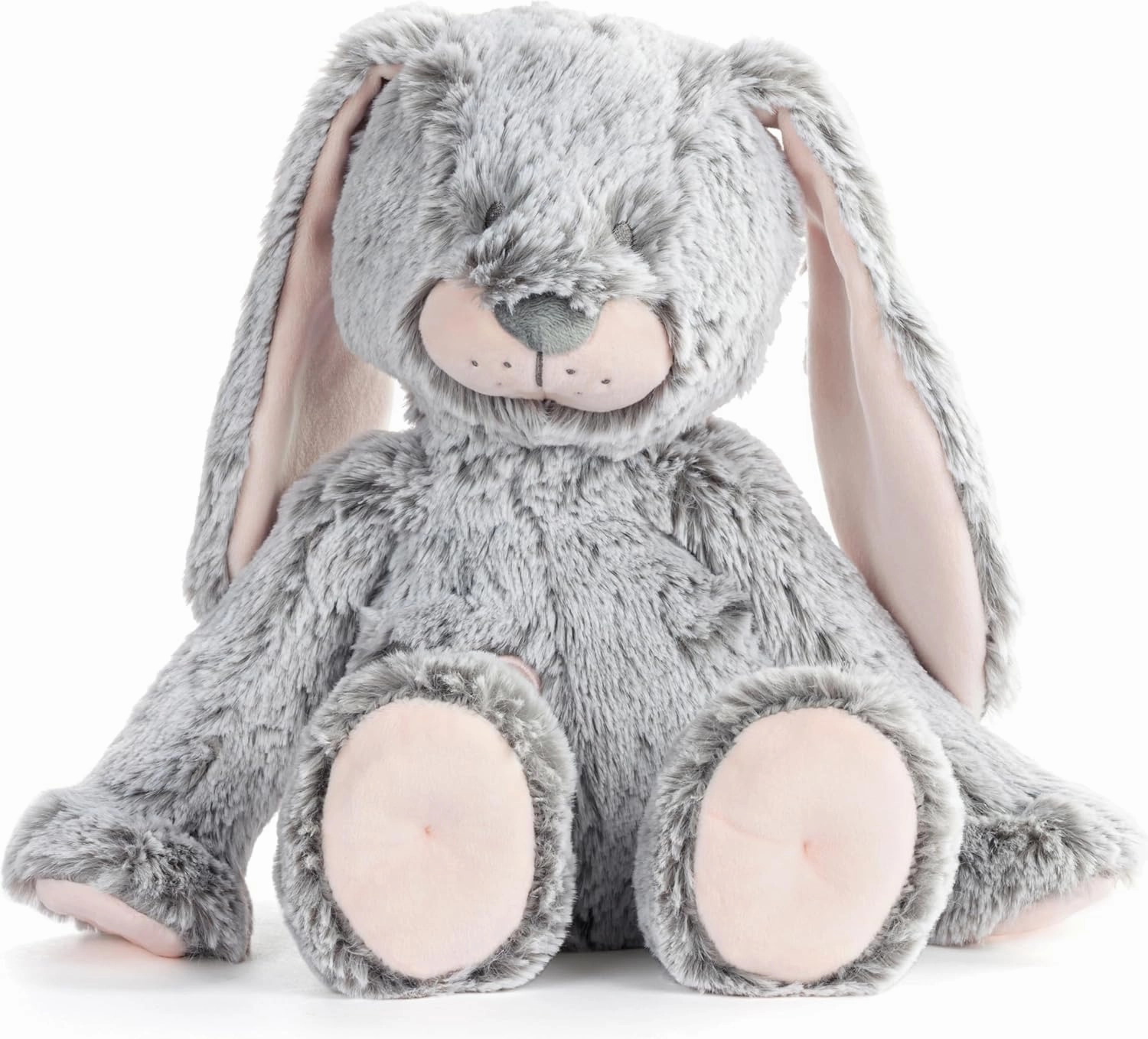 DEMDACO Luxurious Baby 9.5 x 8.5 Inch Polyester, Ultra Soft Plush, Cuddly, Toy, Stuffed Animal, Pink and Grey, Bunny Rabbit