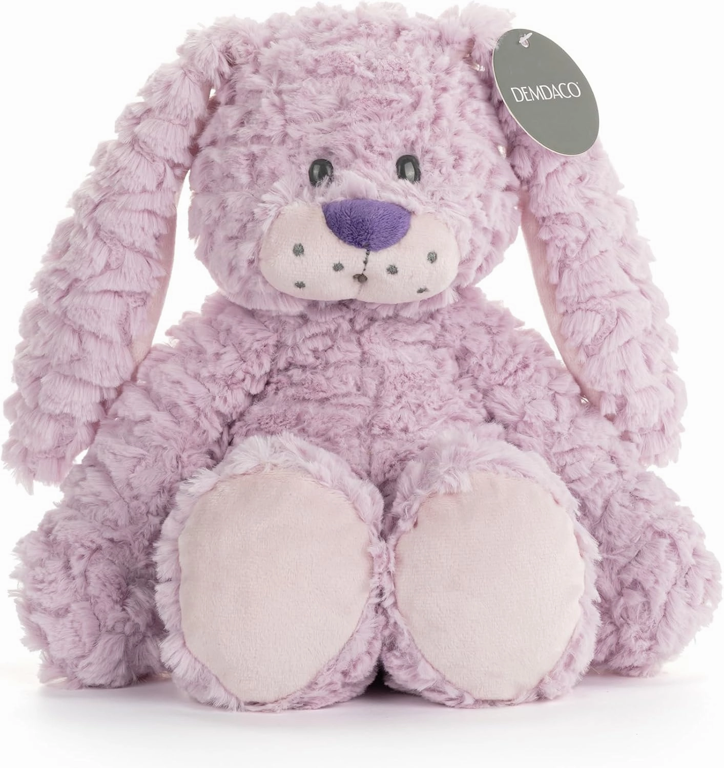 DEMDACO Mellow Fellows 13 x 5 Inch Soft Polyester Cuddly Plush Huggable Toy Stuffed Animal, Purple, Beans The Bunny