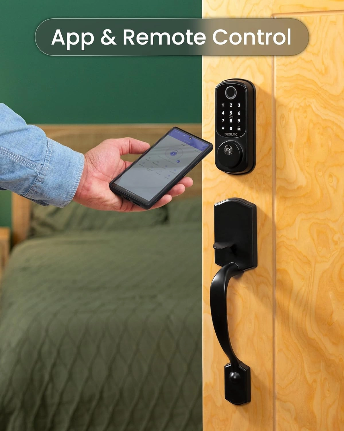 DESLOC B200 Keyless Entry Door Lock with Handle Set, Smart Locks for Front Door, Deadbolt Smart Lock, Front Door Locks Set, Electronic keypad Deadbolt with Handle, 12 Months Battery, IP54