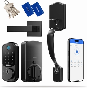 DESLOC B200 Keyless Entry Door Lock with Handle Set, Smart Locks for Front Door, Deadbolt Smart Lock, Front Door Locks Set, Electronic keypad Deadbolt with Handle, 12 Months Battery, IP54