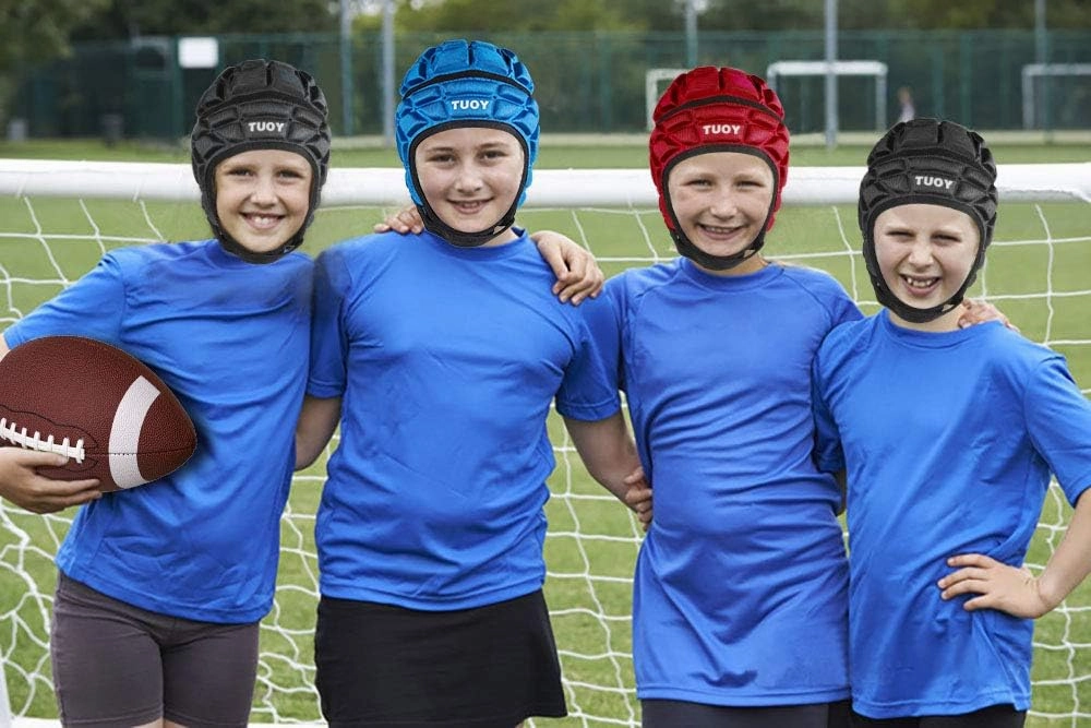 DGXINJUN Soft Shell Flag Football Helmet, 7v7 Rugby Helmet, Scrum Cap, Soccer Padded Headgear, Adjustable Head Protector for Youth Kids Adults