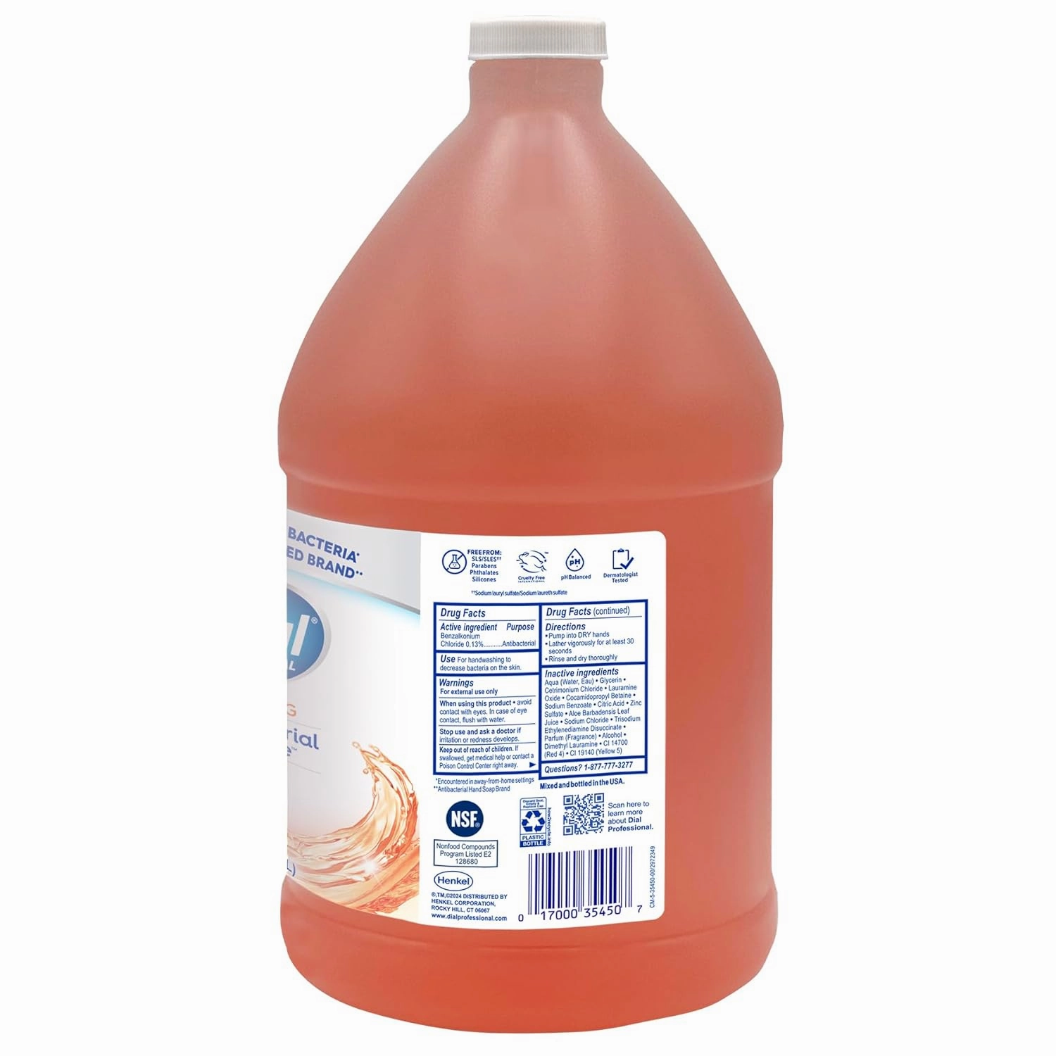 Dial Professional Original Antibacterial Defense Foaming Hand Wash, 1 Gallon Refill Bottle, 128 Fl Oz
