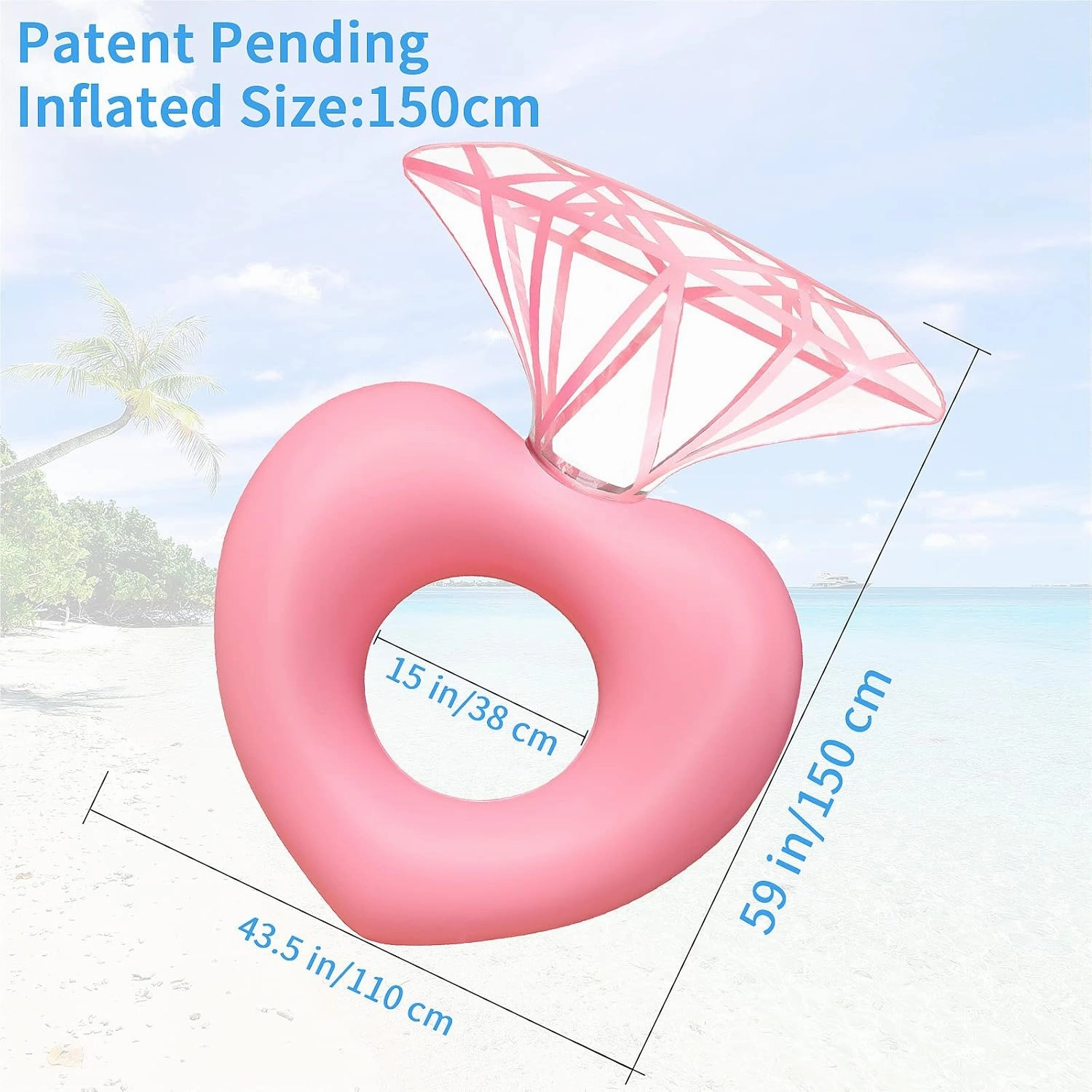 Diamond Golden Ring Pool Floats, Engagement Ring Inflatable Raft Swimming Pools Accessories Bachelorette Party Toys for Pools Beach Toys for Adults