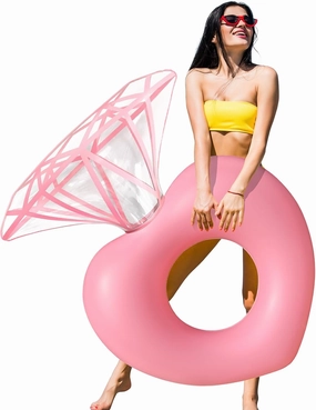 Diamond Golden Ring Pool Floats, Engagement Ring Inflatable Raft Swimming Pools Accessories Bachelorette Party Toys for Pools Beach Toys for Adults