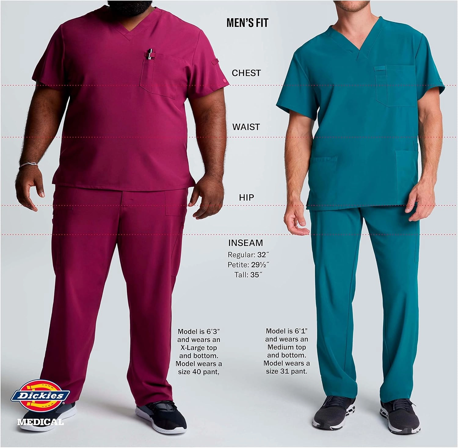 Dickies EDS Signature Scrubs for Men, Multi-Pocket V-Neck Scrub Top in Soft Brushed Poplin 81906