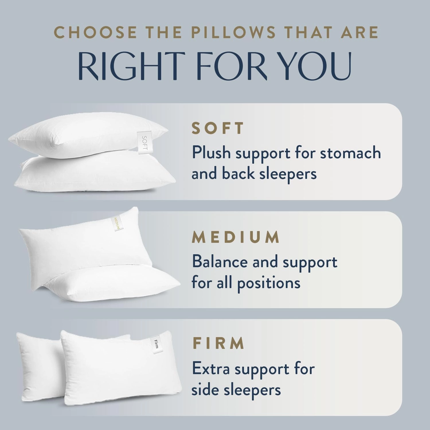 Digital Decor 100% Cotton Hotel Pillows, U.S. Made Hypoallergenic Pillows with Down Alternative Fiber Fill for Side & Back Sleepers, Set of 2, Three Comfort Levels, (Soft, Medium, Firm) Soft