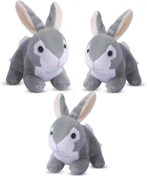 Dimple Stuffed Bunny Toy - Baby Bunny Stuffed Animal - Perfect Baby Plush Toy Gift - Cuddly Stuffed Toys for Children, Boys, Girls - Gift for Birthday, Baptism, Baby Shower, Ages 0 and Up(Grey, 3 Set)