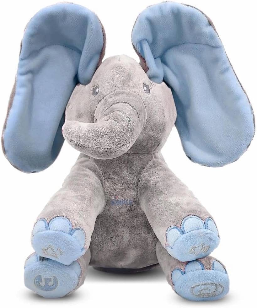 Dimple Kyle Elephant Stuffed Animal Toy - Animated Plush Blue Singing Elephant, Interactive Musical Peek-a-Boo for Babies, Kids, for Toddlers, Ages 0 and Up(Battery Included)