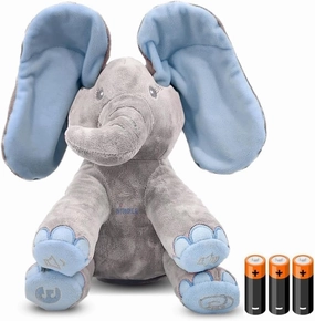 Dimple Kyle Elephant Stuffed Animal Toy - Animated Plush Blue Singing Elephant, Interactive Musical Peek-a-Boo for Babies, Kids, for Toddlers, Ages 0 and Up(Battery Included)