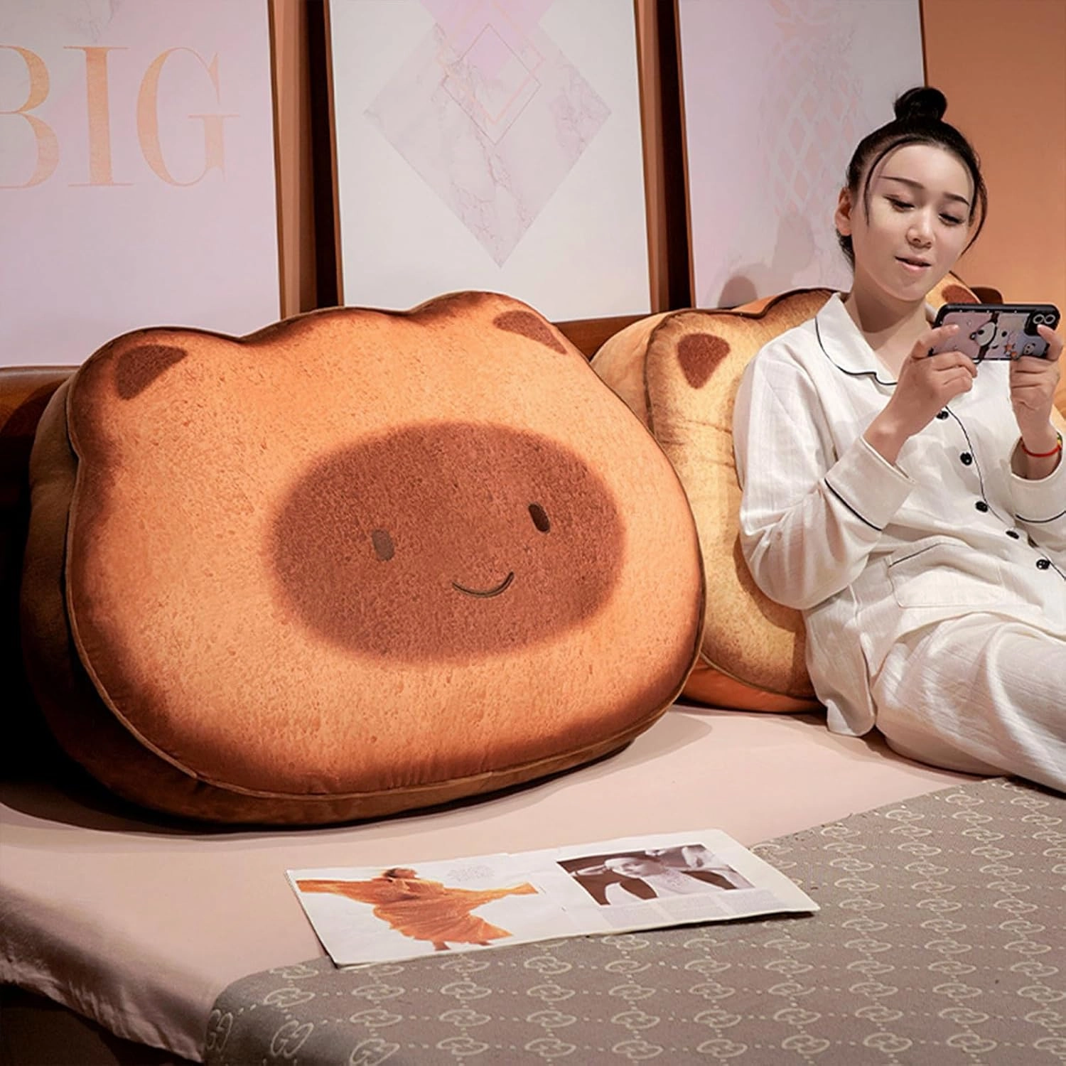 Ditucu Capybara Stuffed Animal Cute Capibara Napping Throw Pillows Soft Cushion Plush Decorative Gifts for Kids Brown 15.7 inch Dark Brown
