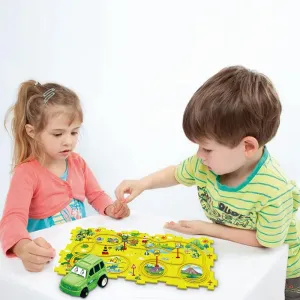 DIY Assembling Electric Trolley, Children's Educational Track Car Set, Toddler Puzzle Track Play Set with Vehicles, Rail Car Building Toys Puzzle DIY Electric Train Track for Kids (15PCS, Dinasour)