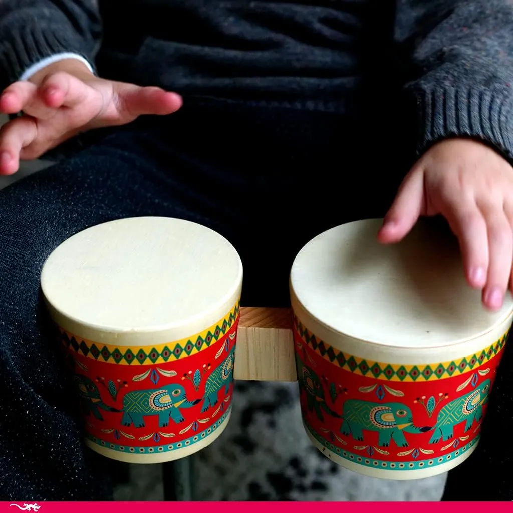 DJECO Animambo Bongo - Safe Music Instrument for Kids, Cute Educational Toddler Musical Toy for Motor Skills, Creativity, Imagination & Rythym - Toys for 3  Years Girls & Boys