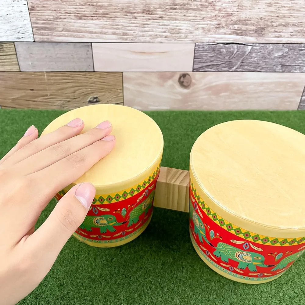 DJECO Animambo Bongo - Safe Music Instrument for Kids, Cute Educational Toddler Musical Toy for Motor Skills, Creativity, Imagination & Rythym - Toys for 3  Years Girls & Boys