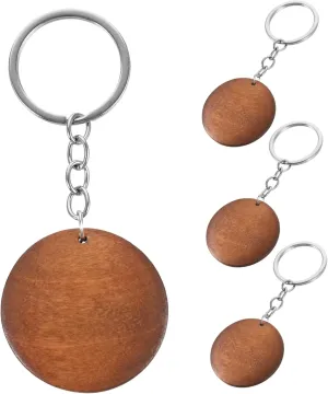 DOITOOL Blank Wood Keychain Charms Round DIY Making Keyring Pendant for Home Office Car Handbag Fashionable