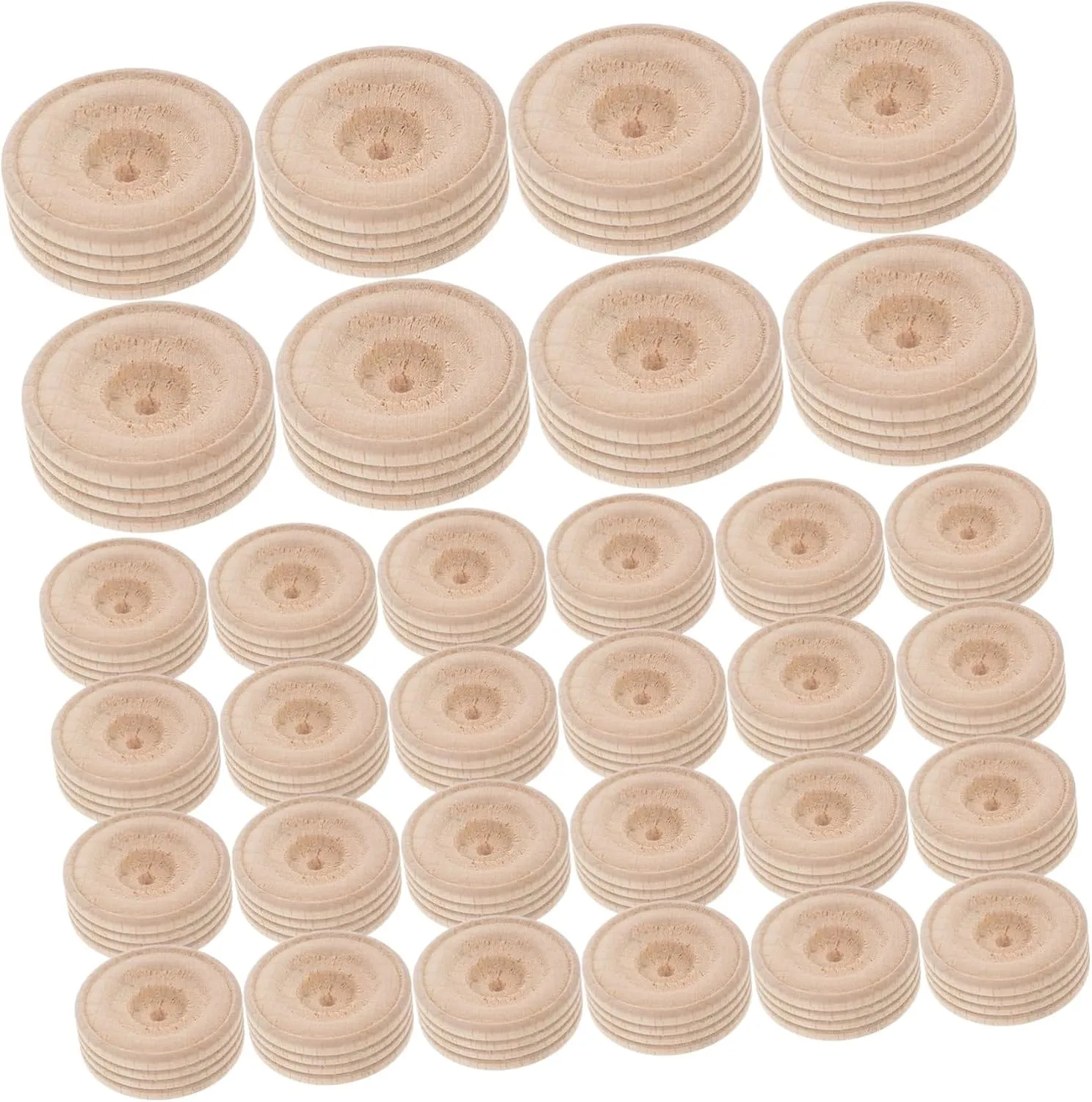 DOITOOL Handmade Wooden Wheels for Kids Toddler Play Wheels DIY Craft Car Toys 30mm Size