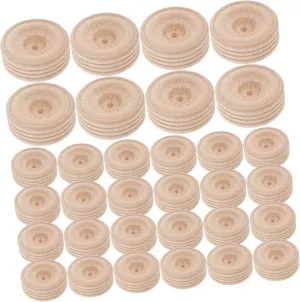 DOITOOL Handmade Wooden Wheels for Kids Toddler Play Wheels DIY Craft Car Toys 30mm Size
