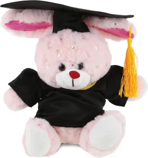 DolliBu Rose Gold Bunny Graduation Plush Toy - Super Soft Graduation Stuffed Animal Dress Up with Gown and Cap with Tassel Outfit - Gift with Personalization - 8 Inches