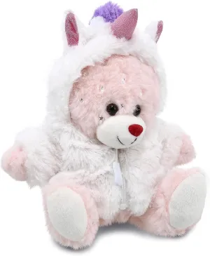 DolliBu Rose Gold Bunny Unicorn Plush Stuffed Animal Toy - Super Soft Bunnycorn Dress Up with Removable Plush Unicorn Outfit, Gift with Name Personalization - 8 Inches