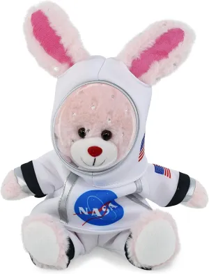 DolliBu Sparkling Rose Gold Bunny Astronaut Plush Toy - Astronaut Stuffed Animal with Space Helmet and NASA Astronaut Suit, Spaceman Doll Decor for Girls and Boys with Personalization - 8 Inch
