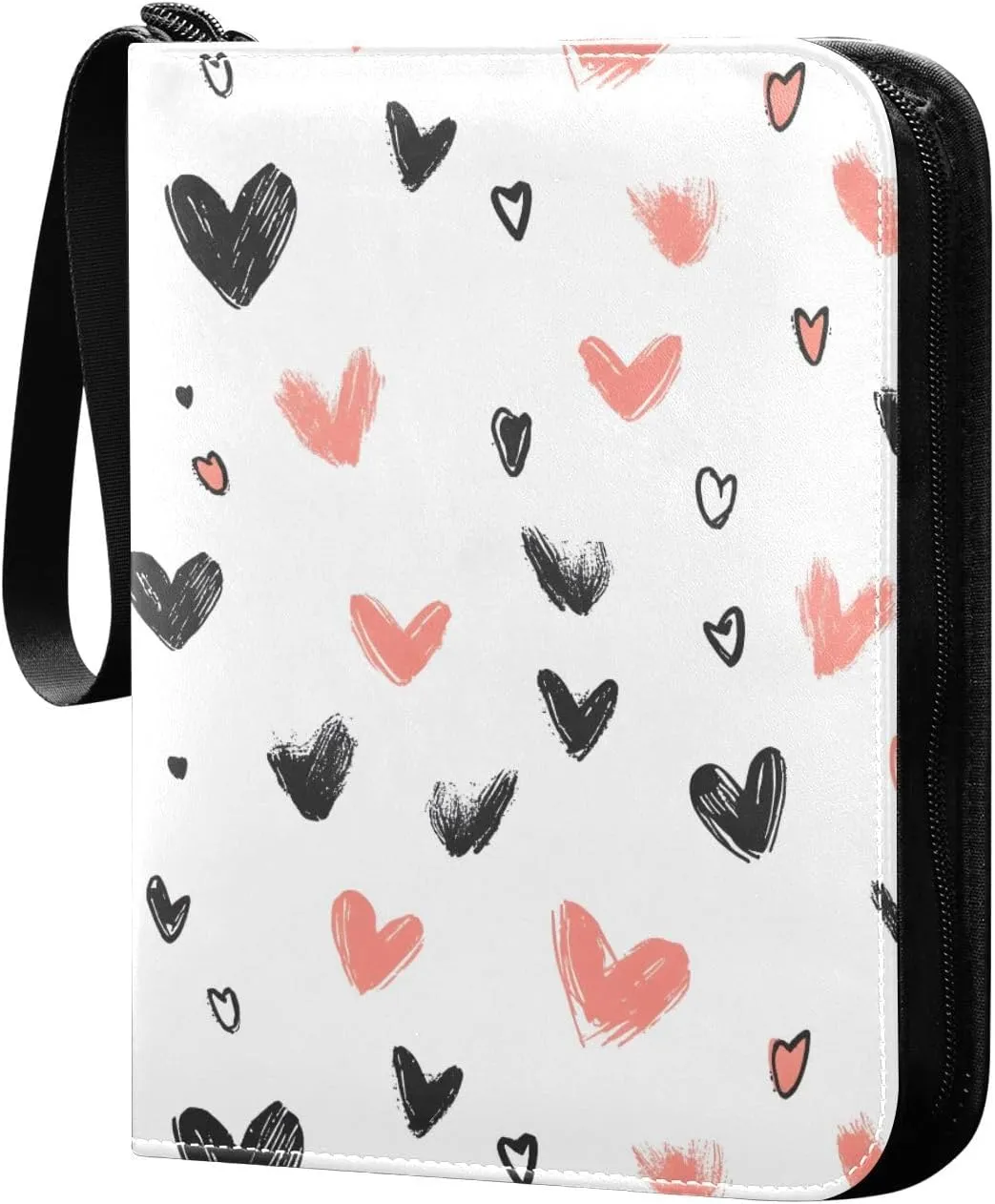 Doodle Colorful Heart Pattern Card Holder, Card Holder Album with 400 Card Slots in 50 Pages for Display, Storage, Portability