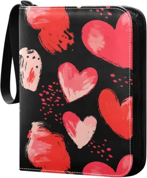 Doodle Colorful Heart Pattern Card Holder, Card Holder Album with 400 Card Slots in 50 Pages for Display, Storage, Portability