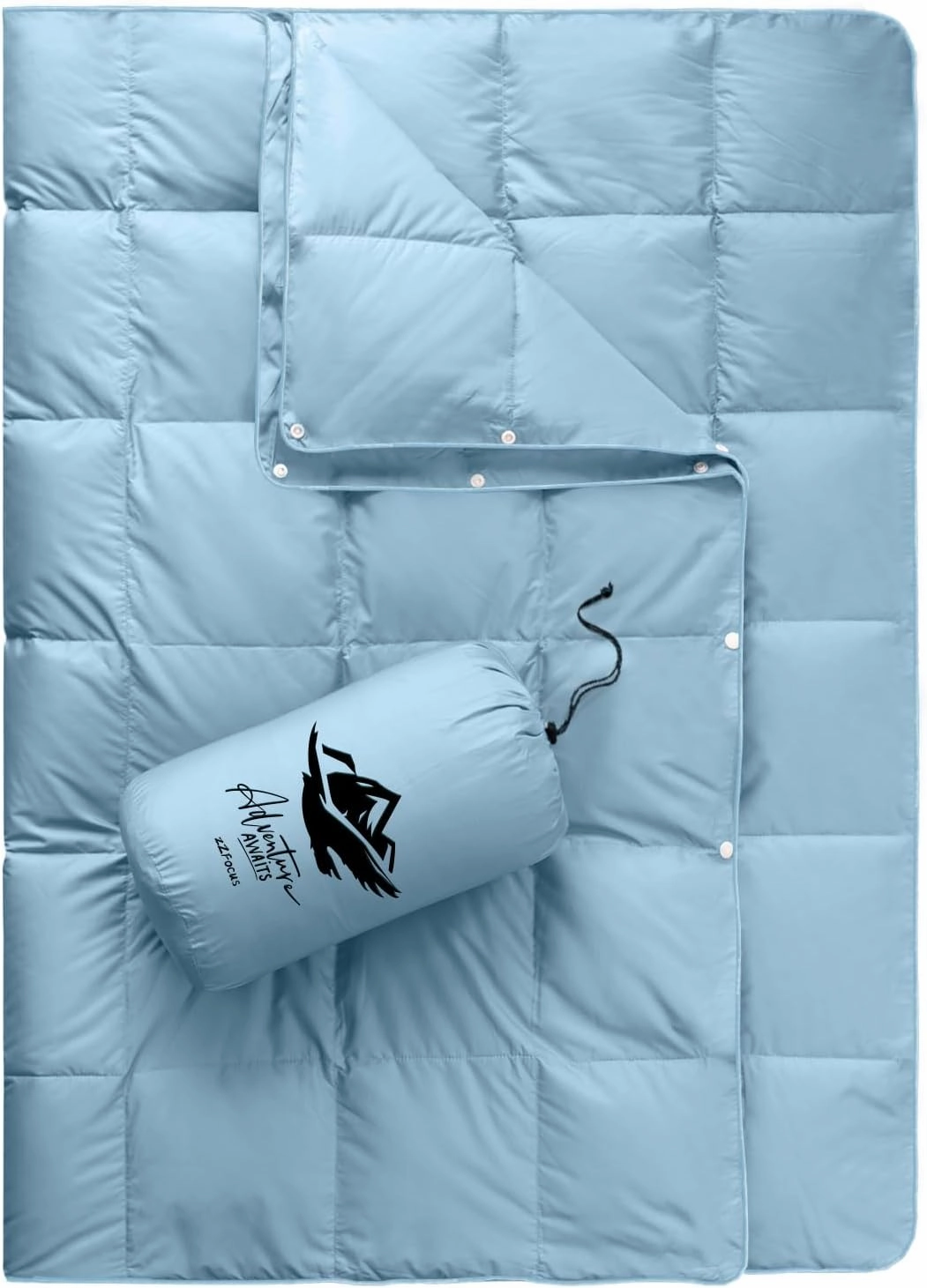 Down Camping Blanket,Puffy Down Blanket Packable Lightweight Down Throw Quilt Water-Resistant Outdoor Travel Blanket for Camping,Hiking,Stadium,Picnic,Car 50x77''Blue
