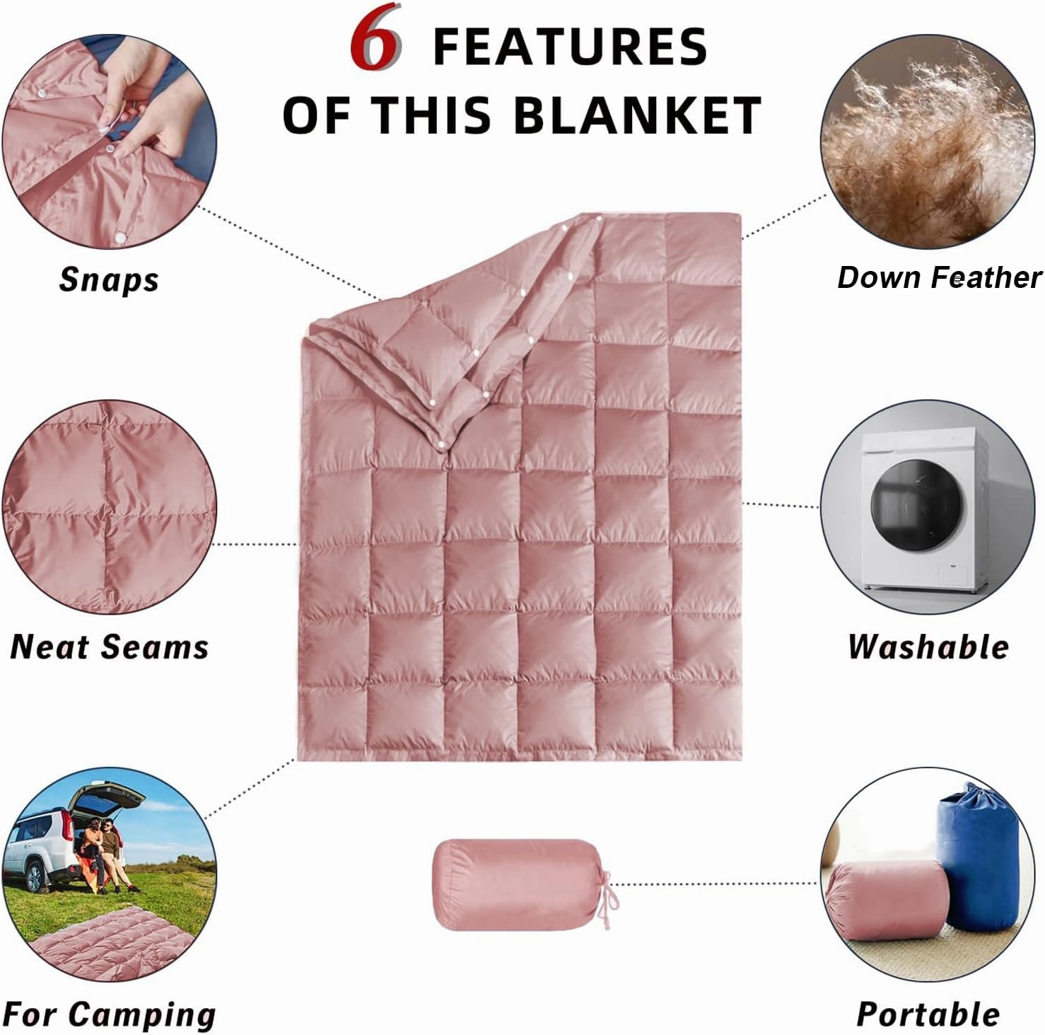 Down Camping Blanket,Puffy Down Blanket Packable Lightweight Down Throw Quilt Water-Resistant Outdoor Travel Blanket for Camping,Hiking,Stadium,Picnic,Car