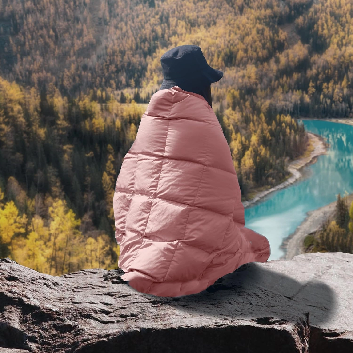 Down Camping Blanket,Puffy Down Blanket Packable Lightweight Down Throw Quilt Water-Resistant Outdoor Travel Blanket for Camping,Hiking,Stadium,Picnic,Car
