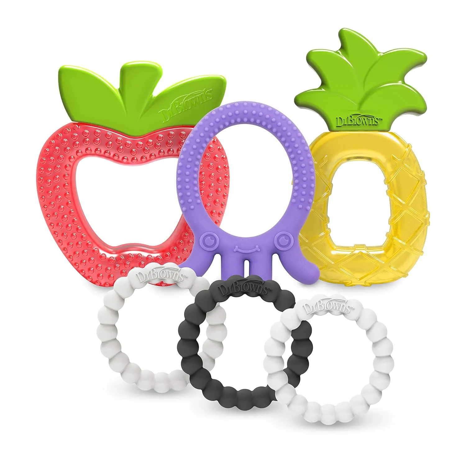 Dr. Brown's Flexees Friends Silicone Teether - Purple Octopus, AquaCool Water-Filled Teether