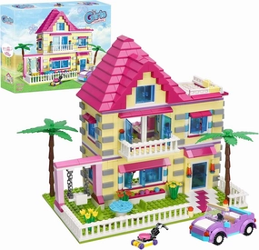 Dream Girls Friends House Building Set, Villa House Building Blocks Kit Included 4 Mini Toy Figures, a Buildable Car, Swing, for Girls Kids Aged 8 Years and Up, 892 PCS