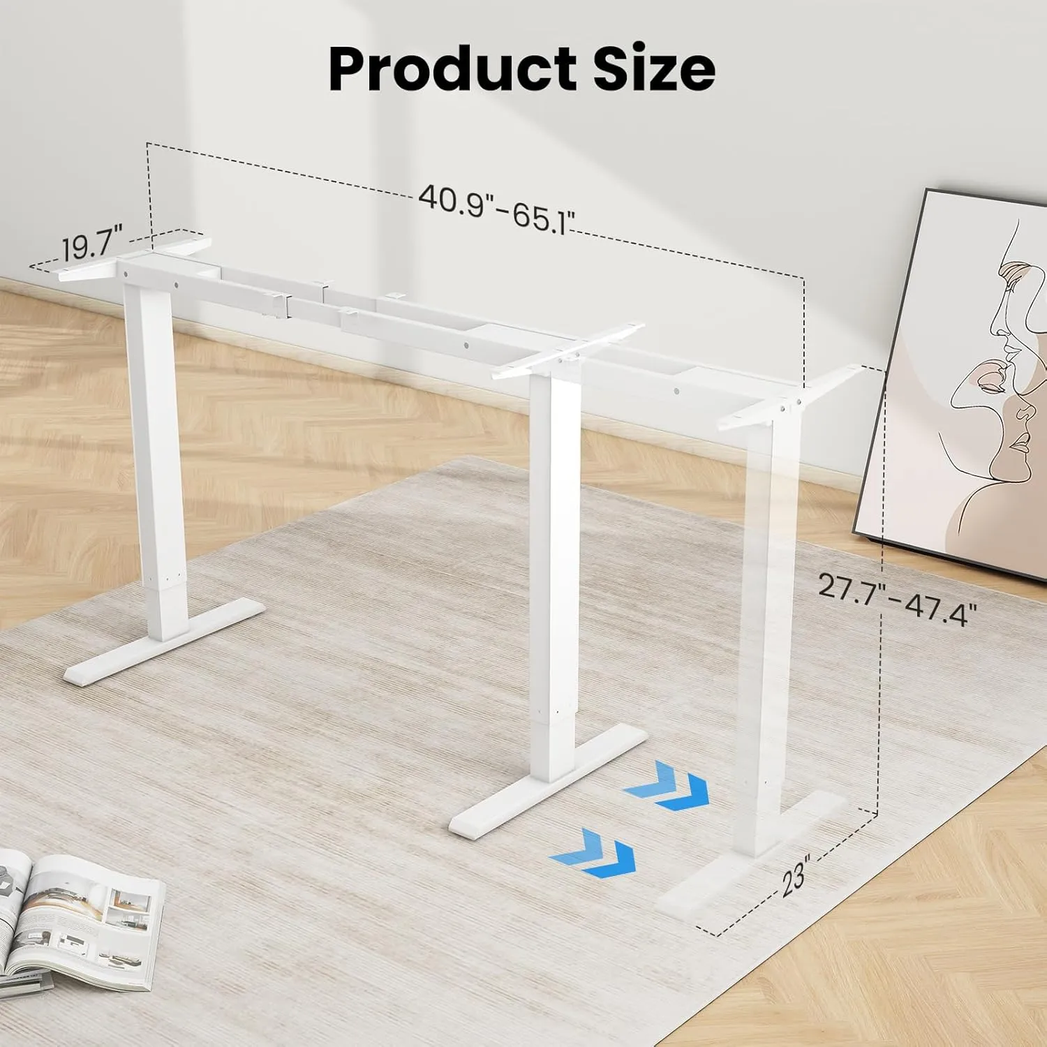 Dual Motor Electric Standing Desk Frame- Heavy Duty Height Adjustable Desk Legs, Sit to Stand Up Desk Base, 4 Memory Settings Controller for Adjustable Desktop Sizes, Over 300 lbs Load Capacity