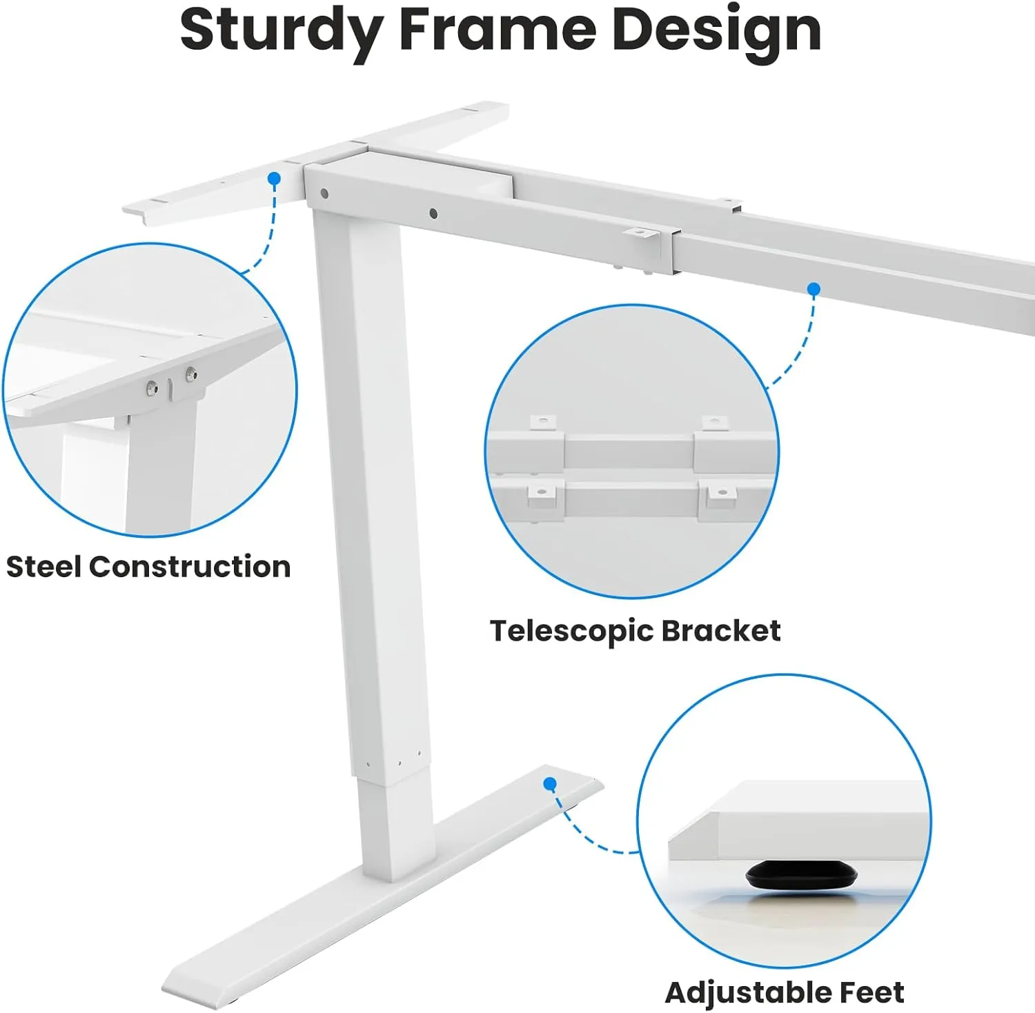 Dual Motor Electric Standing Desk Frame- Heavy Duty Height Adjustable Desk Legs, Sit to Stand Up Desk Base, 4 Memory Settings Controller for Adjustable Desktop Sizes, Over 300 lbs Load Capacity