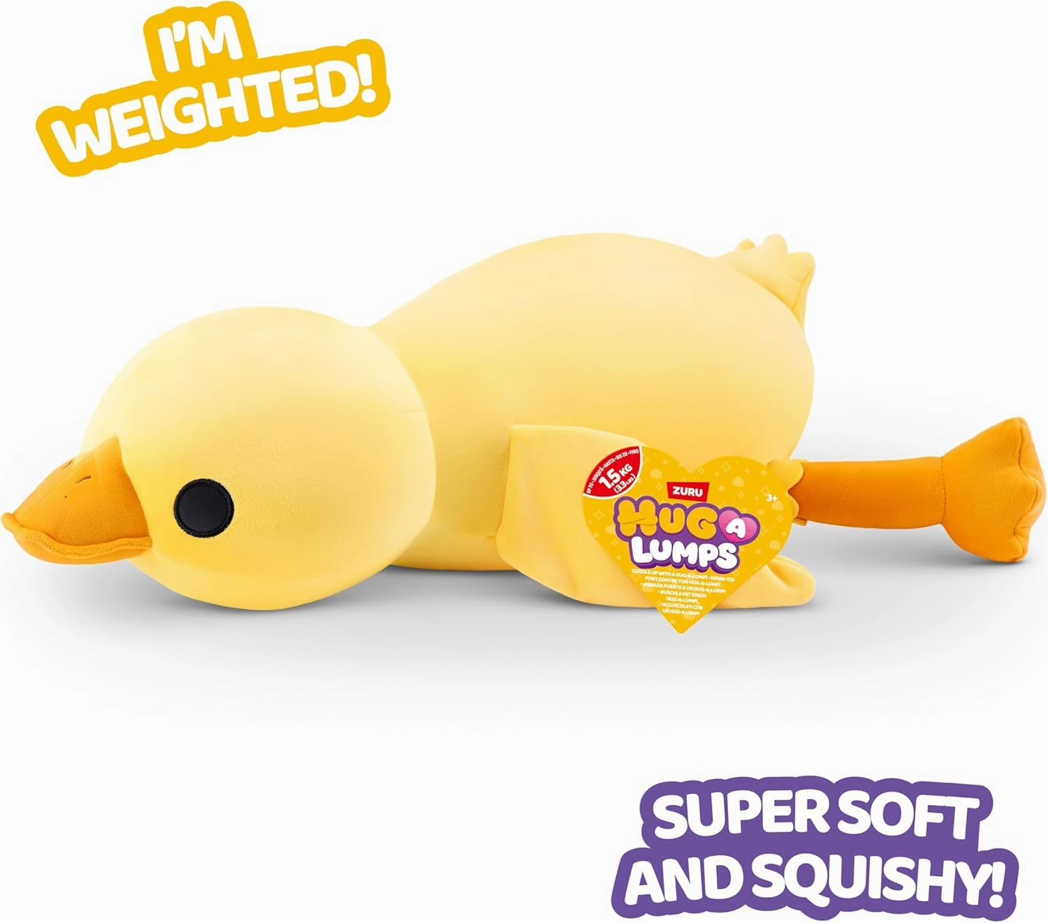 Duck(Bailey) Weighted Plush 3.3 Lbs, Cuddly, Squishy, Comfort Plush, Anti-Stress by ZURU