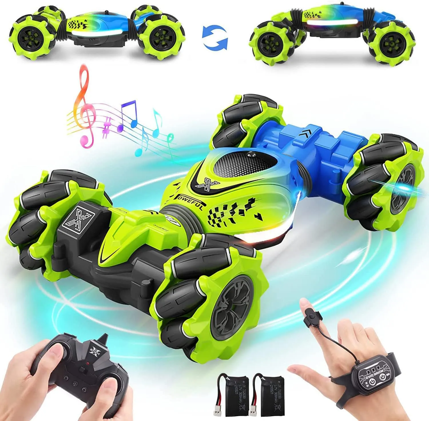 Dysaim Gesture RC Car Hand Controlled Stunt Car for 6-12 yr Boys Girls, 2.4GHz Remote Control Gesture Sensor Toy Drift Twist with Light Music for Kids Birthday Xmas Gift