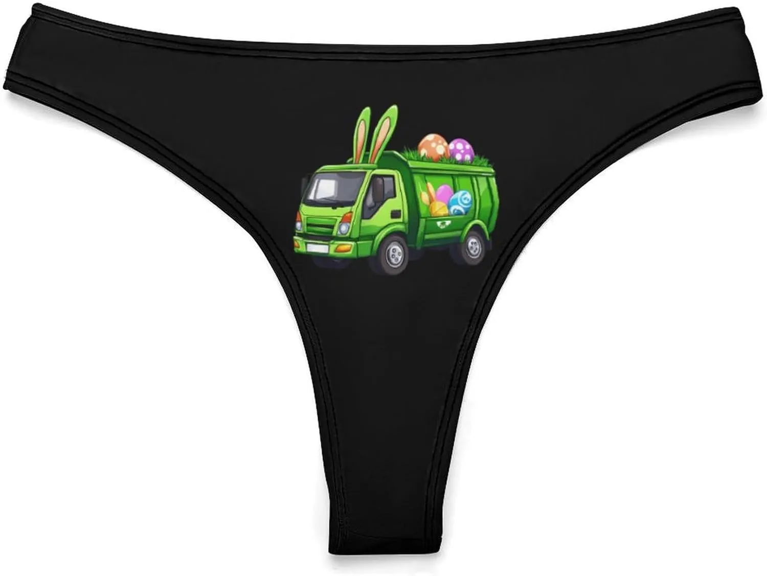 Easter Bunny Garbage Truck Women's Underwear Soft Seamless Thongs T-Back Panties
