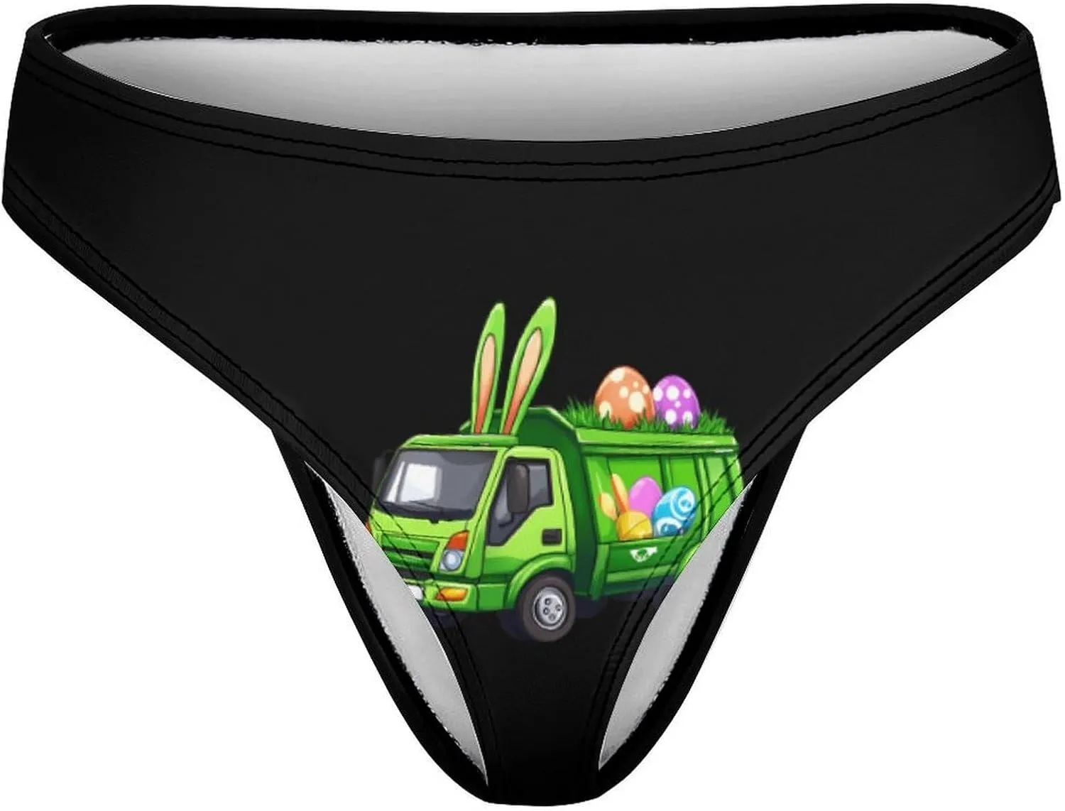 Easter Bunny Garbage Truck Women's Underwear Soft Seamless Thongs T-Back Panties