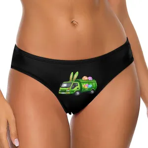 Easter Bunny Garbage Truck Women's Underwear Soft Seamless Thongs T-Back Panties