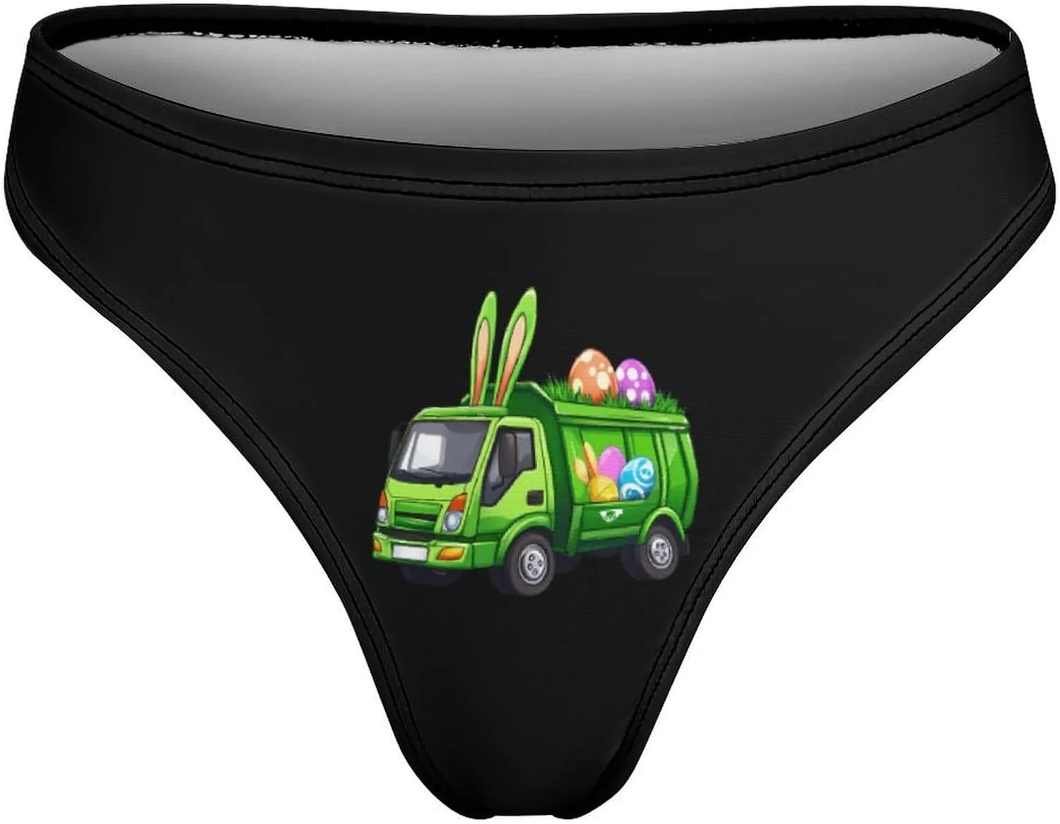 Easter Bunny Garbage Truck Women's Underwear Soft Seamless Thongs T-Back Panties