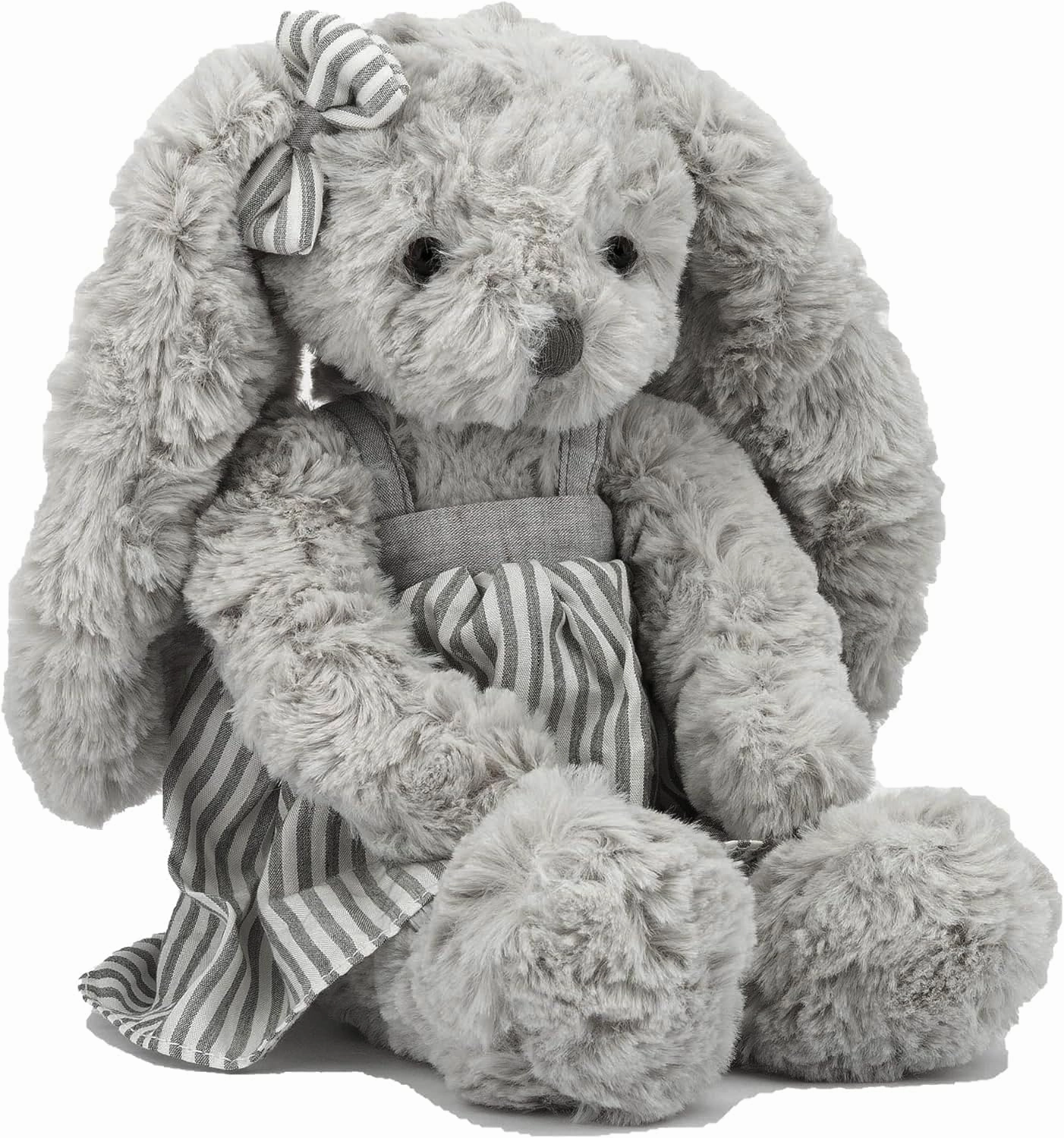 Easter Bunny Stuffed Animal, 12" Grey Plush Rabbit for Girls