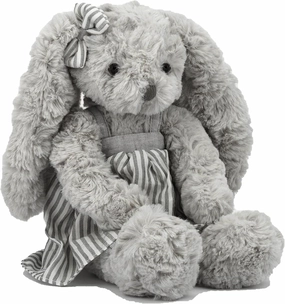 Easter Bunny Stuffed Animal, 12" Grey Plush Rabbit for Girls