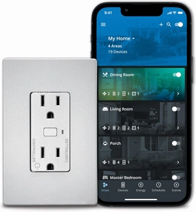 Eaton EWFTRCR15-SG-BX-L Wi-Fi Smart Receptacle Works with Hey Google and Alexa, Silver Granite