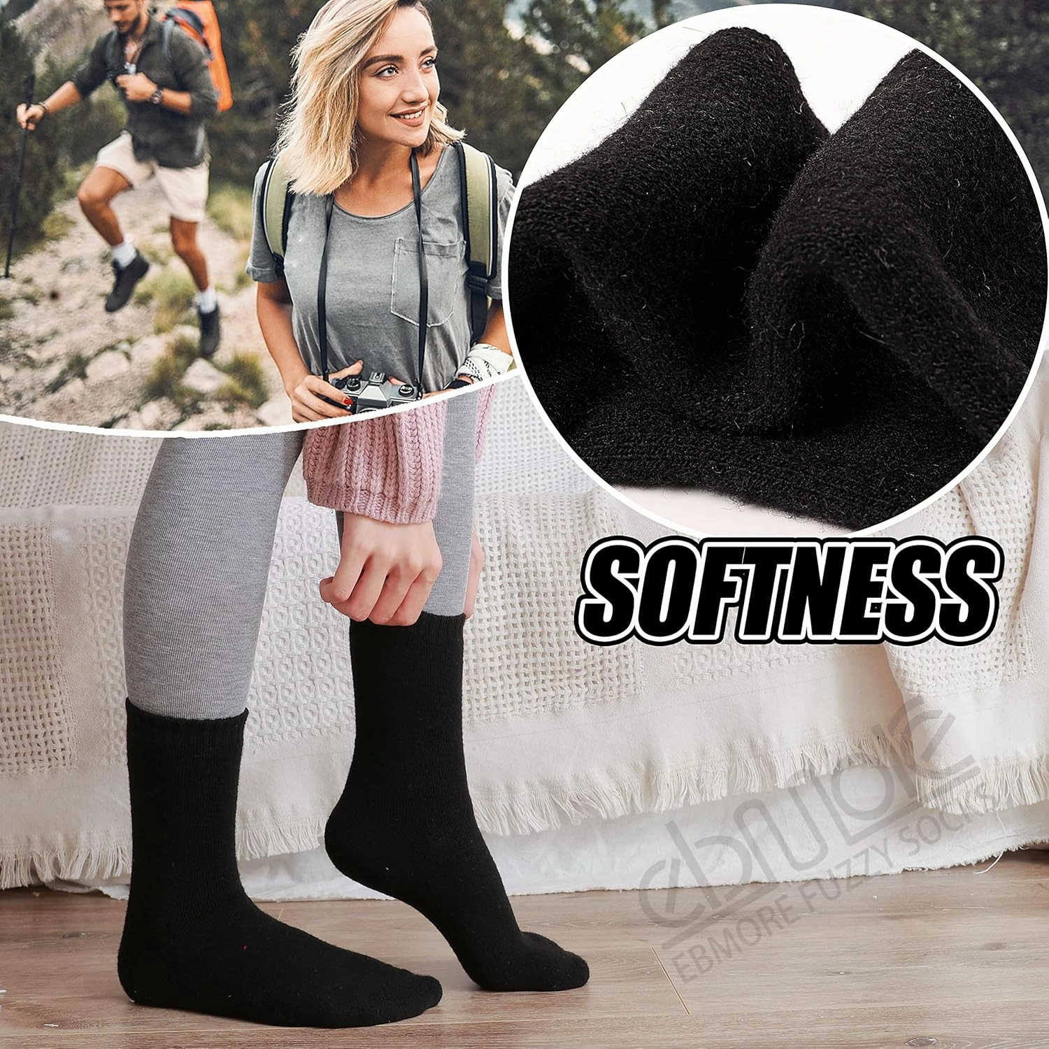 EBMORE Womens Fuzzy Socks Fleece Fluffy Cabin Plush Warm Sleep Soft Cozy Winter Adult Socks