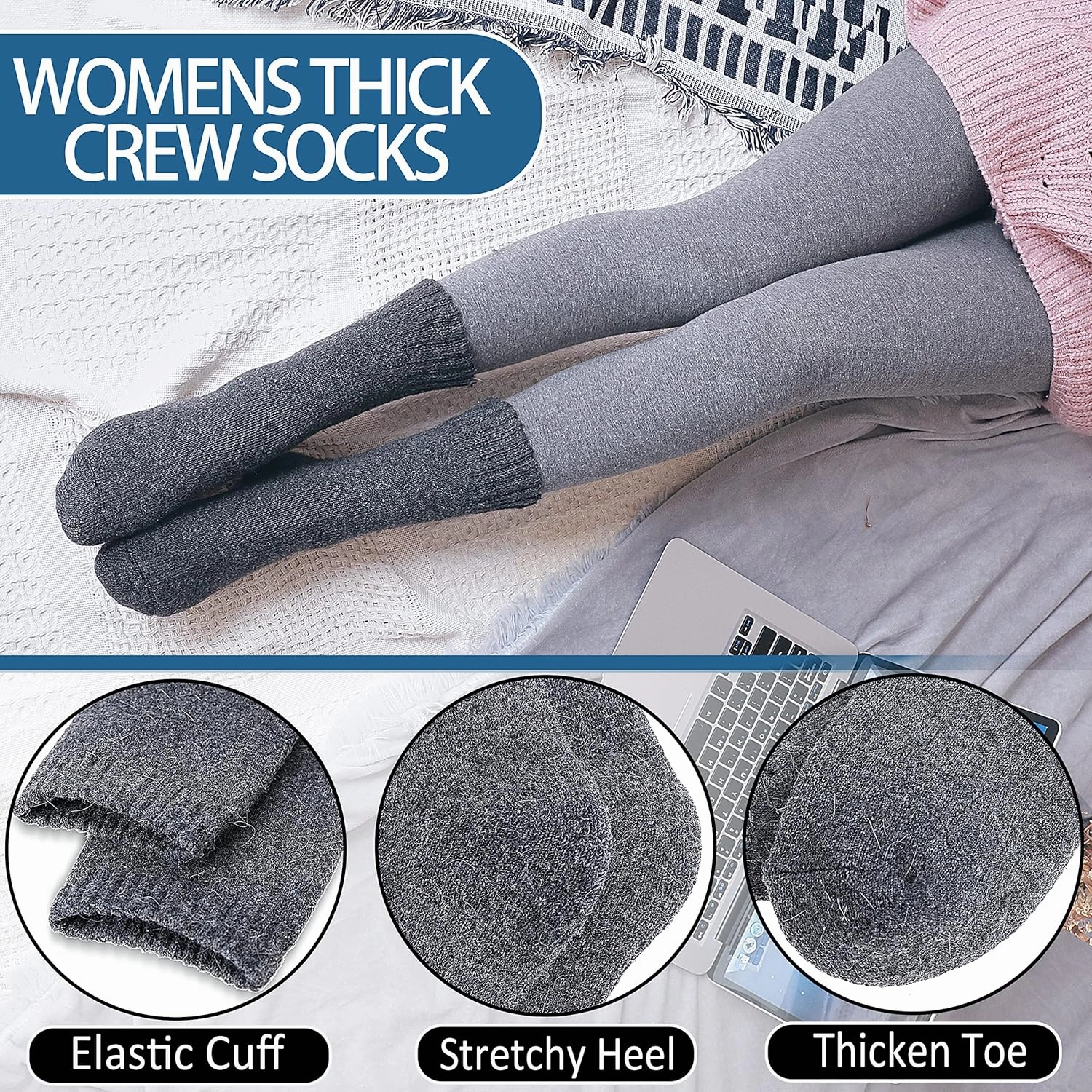 EBMORE Womens Fuzzy Socks Fleece Fluffy Cabin Plush Warm Sleep Soft Cozy Winter Adult Socks